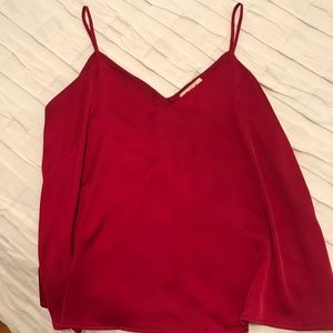 Red silk tank top